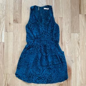 Rebecca Taylor Teal Animal Print Silk Dress
